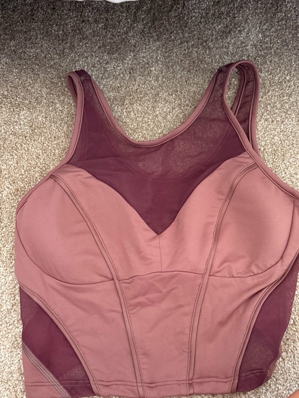 MICHI Rosewood Longline Mesh-Detail Bralette Corset like